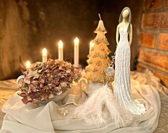 Něžný Anděl Stojící soška + závěsná vintage ozdoba 30 cm - 2