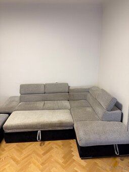 Rozkládací, rohová sedací souprava + taburet - 2