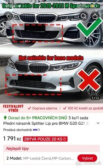 Přední nárazník Splitter BMW G20 - 2