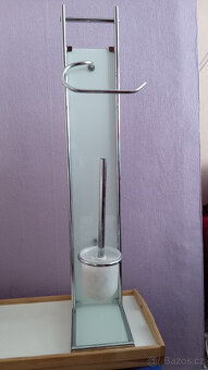 Prodám zachovalý chromový stojan na WC štětku, na toaletní p - 2