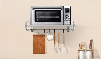 Nerezová nástěnná polička pod mikrovlnku s 6 háčky, 53×38×18 - 2