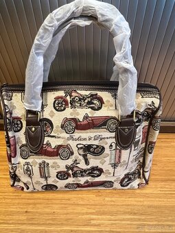 Taška cestovní "overnight bag" textilní motiv auto a moto - 2