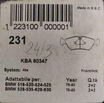 Brzdové destičky BMW rok 1975-1992-dvě sady - 2