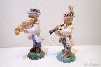 Houslista + Klarinetista - 2 x stará soška  - 2