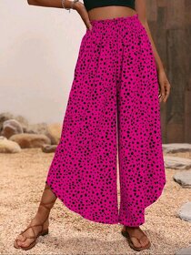 Dámské široké růžové kalhoty - 2
