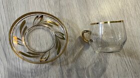 skleněný zlacený čajový set - 2