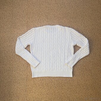 Ralph Lauren Polo dámský bílý copánkový svetr | vel. L - 2