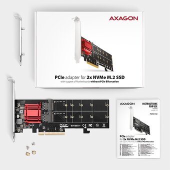 AXAGON PCEM2-ND adaptér M.2 NVMe PCIe x8 RAID | Nový, Záruka - 2