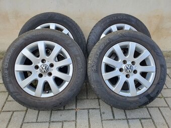 Alu kola vw 5x112 r15 6,5j et50 letní pneu 195/65/15 - 2