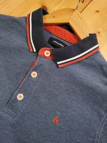 Jack & Jones Petrol Blue LARGE/MEDIUM Short-Sleeve Polo Shir - 2