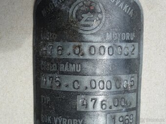ČZ 125/476 - výr. číslo 000002 - originální štítek - 2