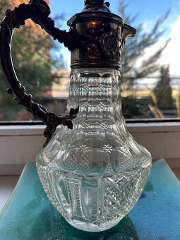 Secesní karafa s cínovou montáží - 2