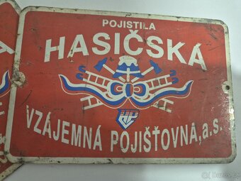 HASIČSKÁ VZÁJEMNÁ POJIŠŤOVNA retro cedule - 2