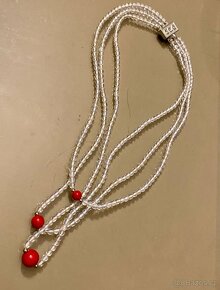 Trojřadý křišťálový náhrdelník s korály - 2