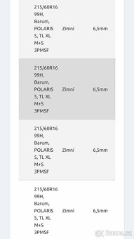 Prodám zimní pneumatiky (téměř nové) se vzorkem 6.5 mm. Více - 2