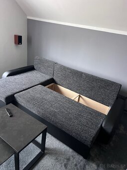 Sedačka L , šedá, černá, rozkládací, krásná TOP STAV - 2