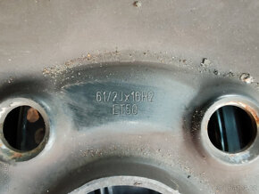 Octavia 2 - VW Touran Caddy 6.5Jx16H2 ET50 s roztečí 5x112mm - 2