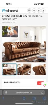 Prodám krásnou Chesterfield sedačku - 2
