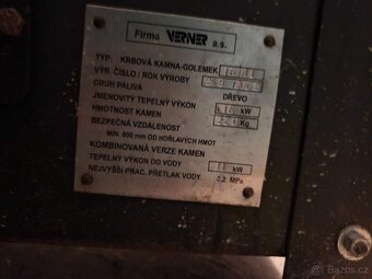 Krbová kamna s výměníkem Verner Golemek 16/11 - 2