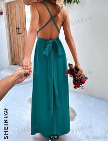 Nové petrolejové šaty křížené na zádech vel.M - 2