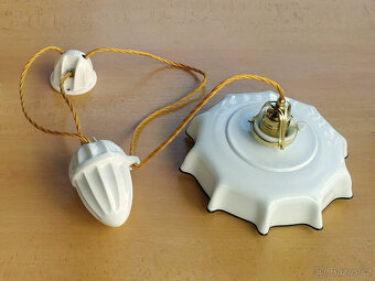 Hezký starý stahovací lustr / stahovačka - zelená linka - 2