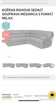 Sedací souprava rohová 2,5m x 2,5m NOVÁ kožená - 2