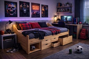 Multifunkční postel z masivního dřeva bílá NOVÁ - 2