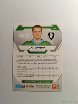 Hokejová kartička ELH Tipsport Jan Závora - 2