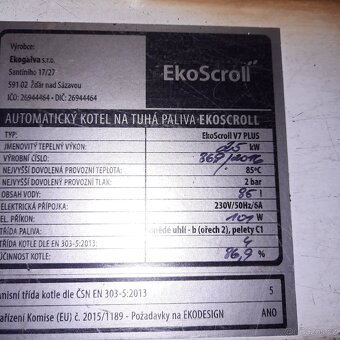 Prodám kotel EkoScroll V7 24 kW - 2