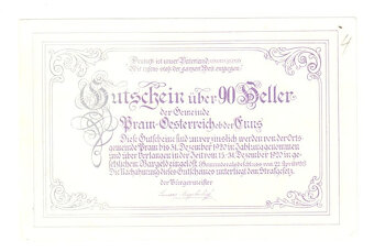 Nouzová bankovka 90 Heller, Pram 1920, - 2