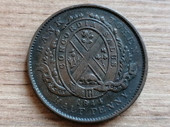 1/2 Penny 1844 Canada Bank Token koloniální mince Kanada - 2