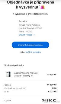 IPhone 17 pro max k vyzvednutí Praha / brno - 2