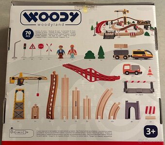 Woody Vláčkodráha s jeřábem 70 dílů - 2