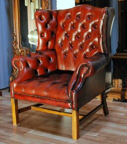 CHESTERFIELD-LEATHER-HIGH/BACK/WING CHAIR - 2