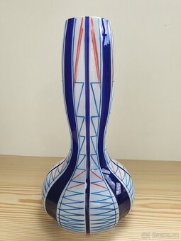 ZAMLUVENO-STAROŽITNÁ PŘEJÍMANÁ SKLENĚNÁ VÁZA RETRO 31CM - 2