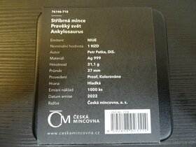 Stříbrná mince Pravěký svět - Ankylosaurus proof - 2