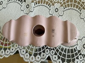 Ruzovy porcelan dvouramenny svicen - 2