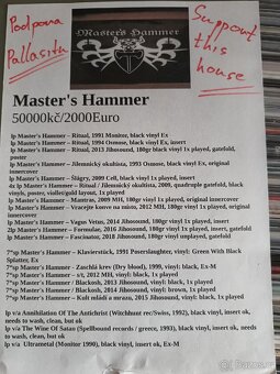 Vinyly Master's Hammer, diskografie - 2