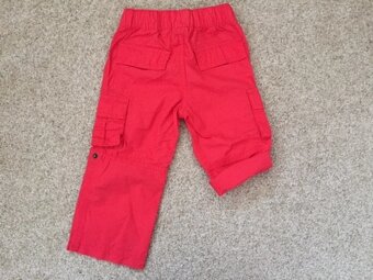 Jako nové plátěné červené kalhoty vel. 86 (12-18 m.) - 2