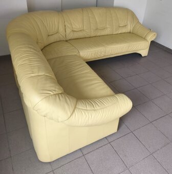 Kožená rohová sedací souprava - jak NOVÁ, TOP STAV - 2