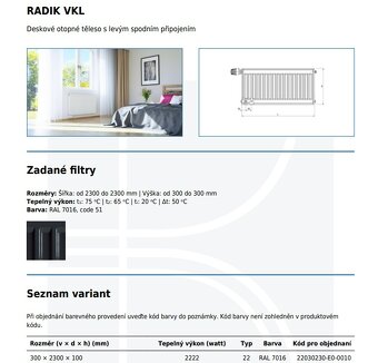 Korado Radik VKL 22 300x2300 radiátor, barva RAL 7016 - 2