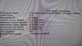 i5-2500K 3,3-3,7Ghz 4j./4vl. až 32GB DDR3 PCIe 2.0 LGA 1155 - 2