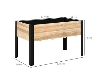 Vyvýšený záhon, truhlík 120 x 60 x 74 cm | přírodní - 2