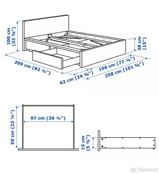 Ikea malm postel 180x200 se supliky - 2