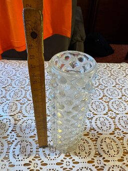Vintage skleněná váza s bublinovým vzorem (cca 17cm) - 2