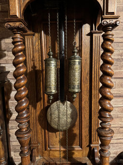 Masivní starožitné podlahové hodiny . Perfektní chod. - 2