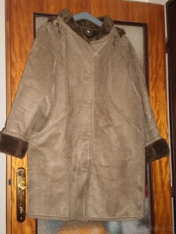 kabát dámský - 3/4 délky - kožich  s kapucí - velký XXXL - 2