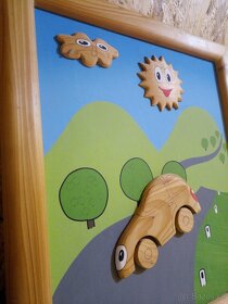Dětský obrázek na stěnu, dřevěný, ručně malovaný - 2