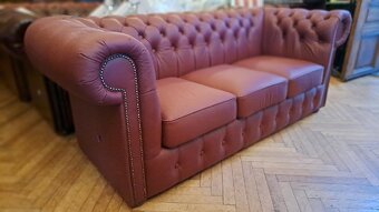 Nová, Chesterfield sedačka s pravé kůže 3+1+1, Top cena - 2