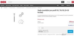 Lanit Plast montážní sada pro profil VL 76/18 - 159ks - 2